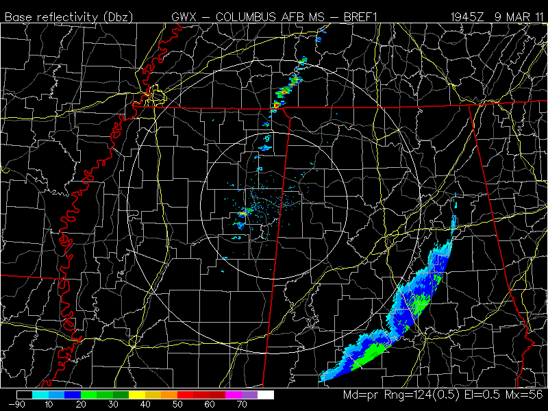 Showers Forming Along Cold Front