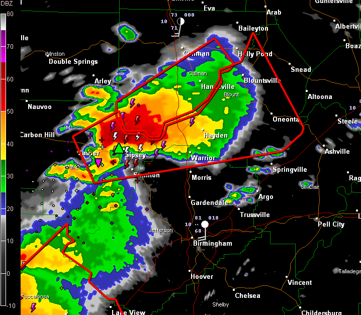 Tornado Warning Northern Jefferson/East Central Walker 6:00 PM