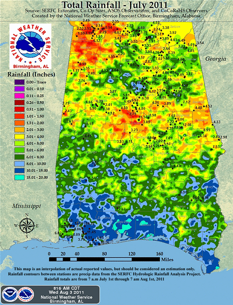 Alabama July Climate Report : The Alabama Weather Blog