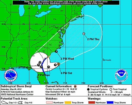 Update On Subtropical Storm Beryl : The Alabama Weather Blog