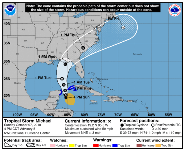 Tropical Storm Micheal Growing Stronger; Headed For The Gulf Coast ...