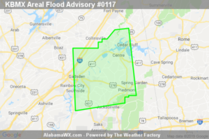 Areal Flood Advisory Issued For Parts Of Calhoun, Cherokee, And Etowah Counties Until 11:00PM