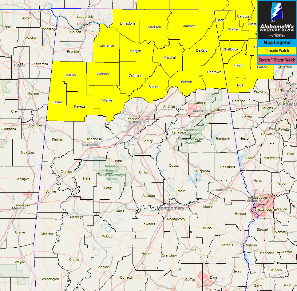 NWS Huntsville Removes Colbert & Franklin Counties From Tornado Watch ...