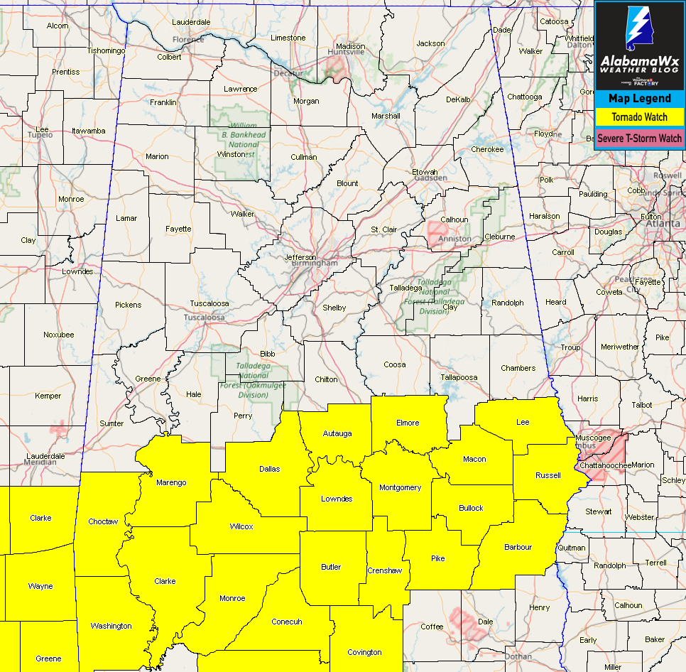 NWS Birmingham Removes A Few Counties From The Tornado Watch : The ...