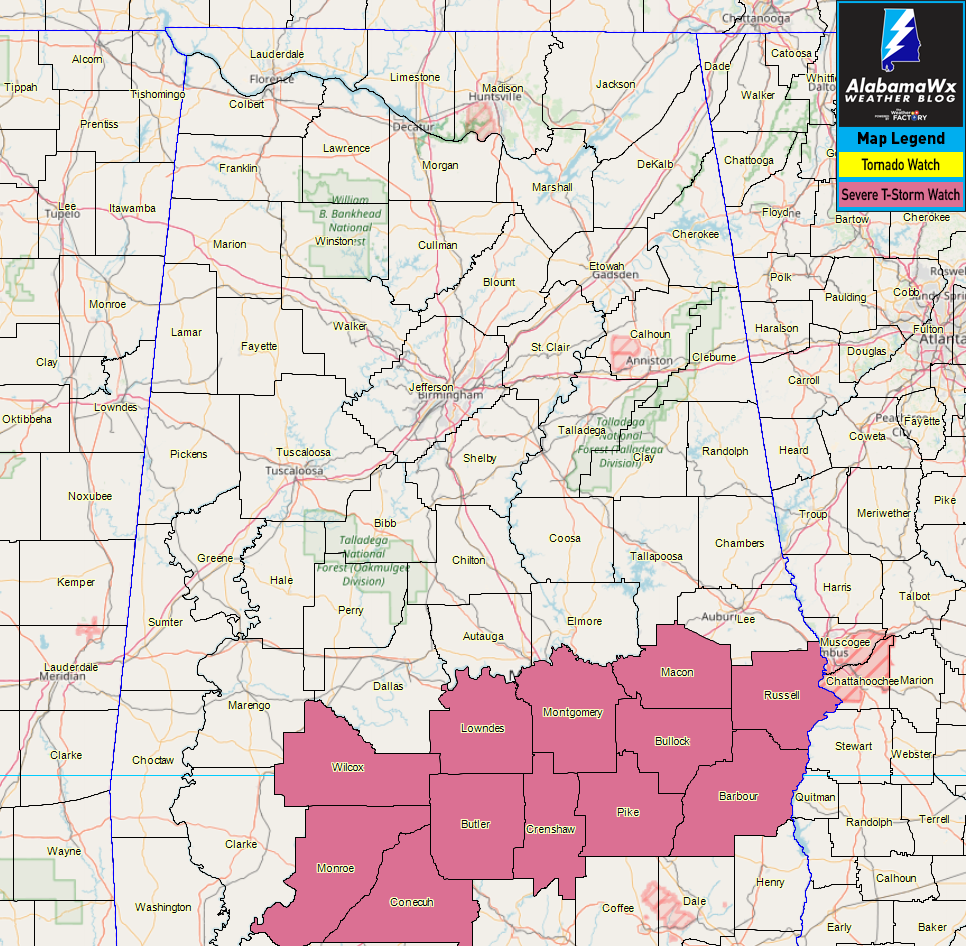 NWS Birmingham Continues To Drop Counties From The Severe T-Storm Watch ...