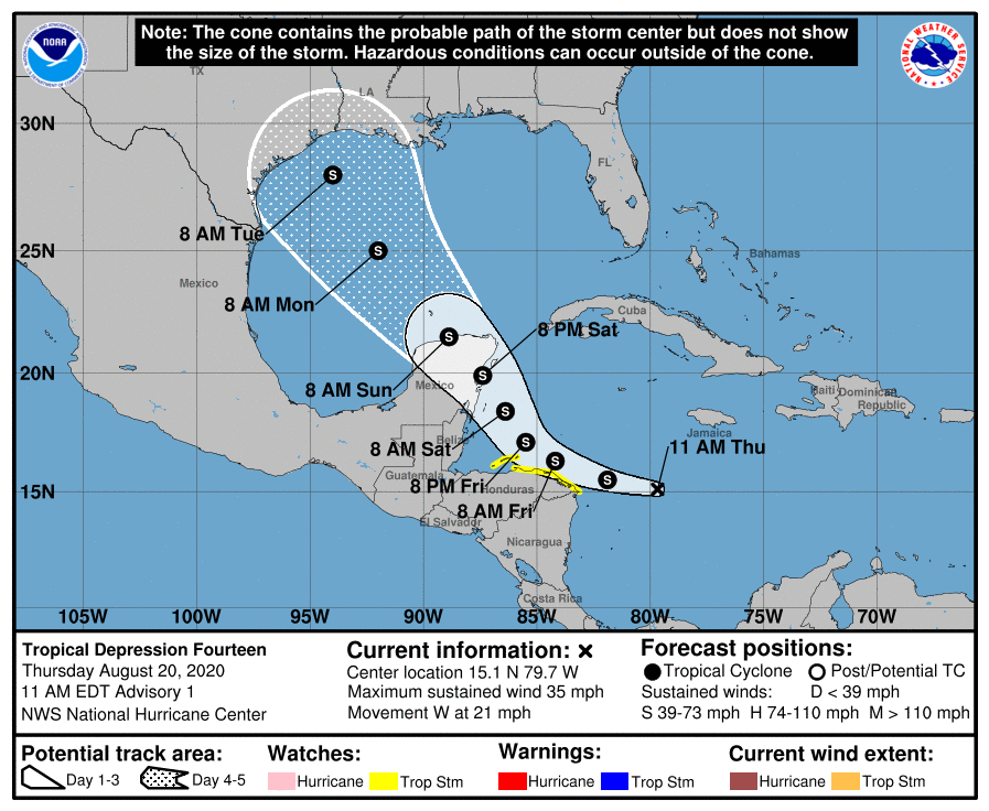 Td 14 Forms Over The West Central Caribbean Sea The Alabama Weather Blog Mobile