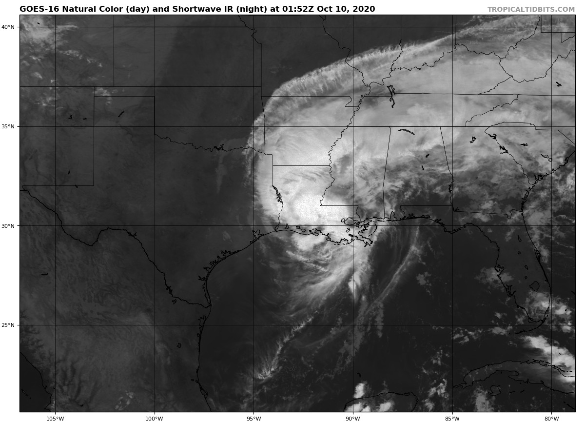 At 9 00 Pm Delta S Strong Winds Continue To Spread Inland Across Louisiana The Alabama Weather Blog Mobile