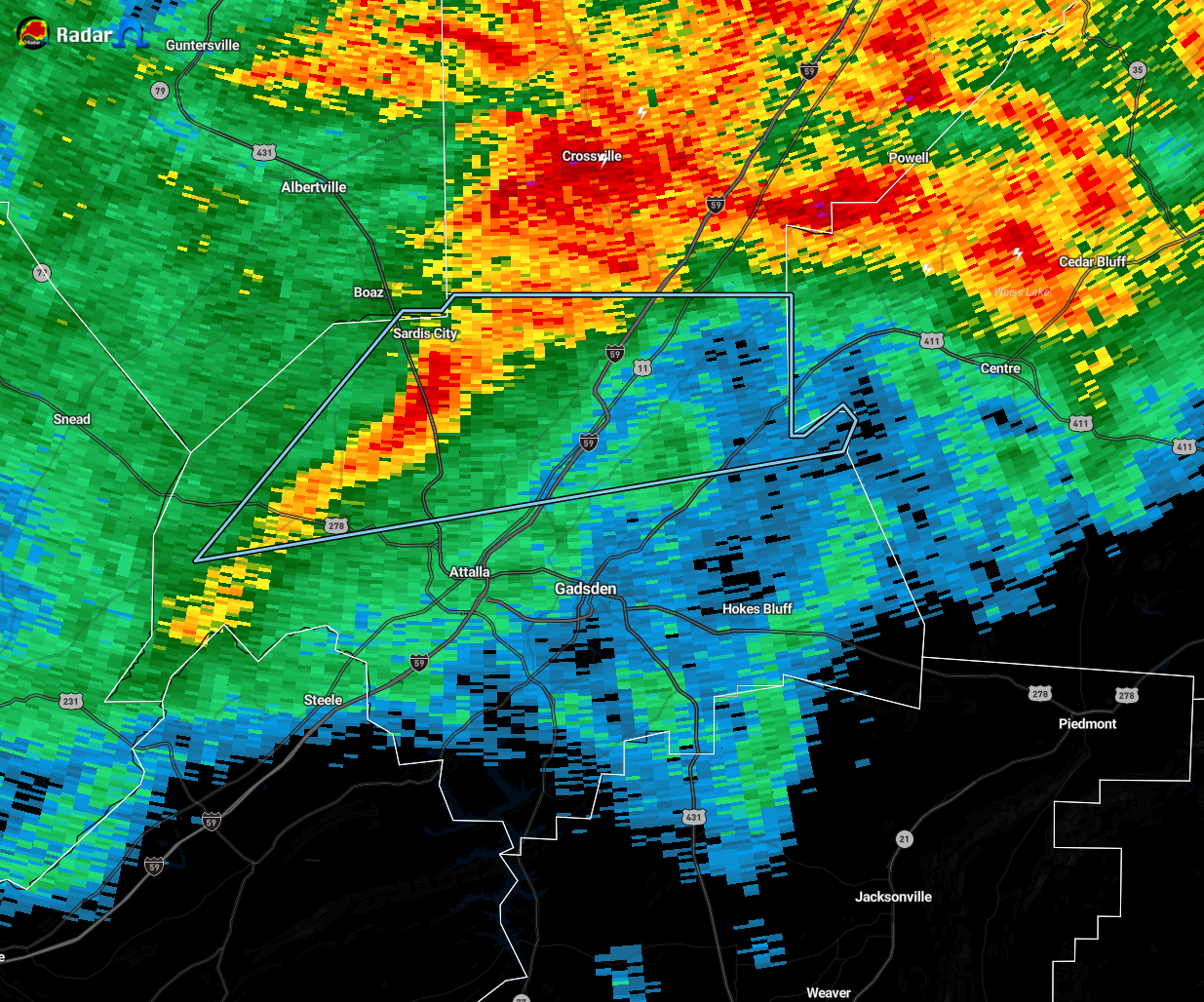 Strong Storms Affecting Etowah County The Alabama Weather Blog