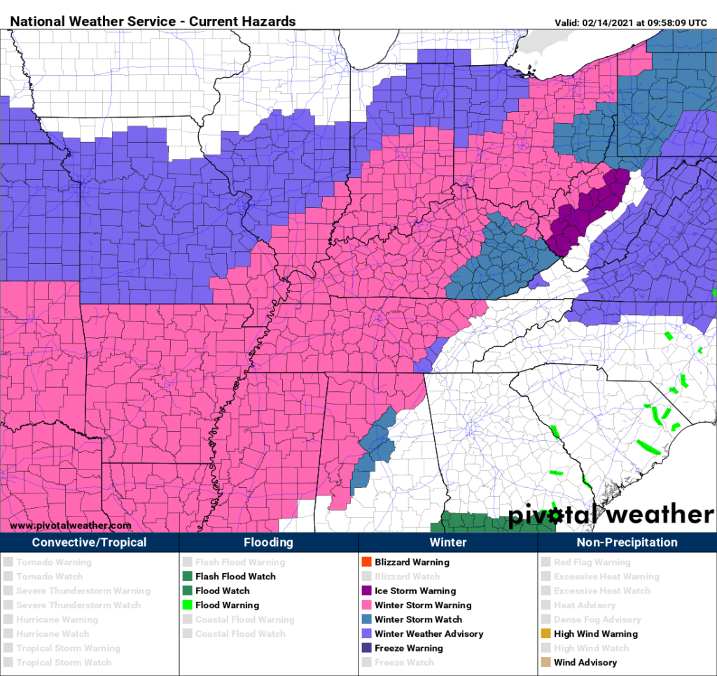 Winter Storm Warnings Issued for West and North Alabama; Winter Storm Watch for Birmingham and