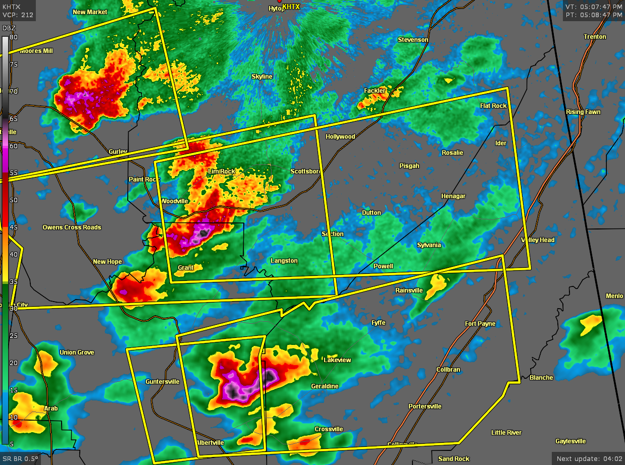 Severe Thunderstorm Warning for DeKalb, Jackson, Marshall Co. Until 5