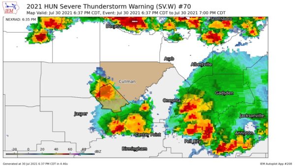 EXPIRED – Severe T-Storm Warning for Parts of Cullman Co. Until 7 pm - alabamawx.com