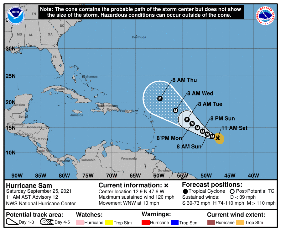 Sam Has Now Become a Major Hurricane : The Alabama Weather Blog