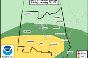 SPC Expands Slight Risk Eastward Across the Southern Parts of Central Alabama