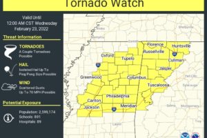 Tornado Watch Issued for Portions of North/Central Alabama Until Midnight