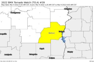 Tornado Watch Continues for Barbour Co. in Central Alabama Until 8 am
