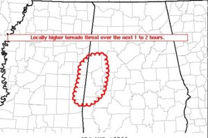 Mesoscale Discussion — Locally Higher Tornado Threat Continues for the Next 1-2 Hours