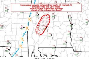 Mesoscale Discussion — Increased Tornado Threat for Parts of Southwest & South-Central Parts of the Area