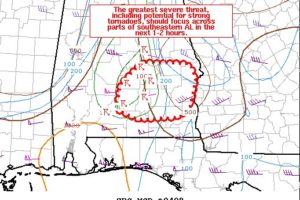 Mesoscale Discussion — Greatest Severe Threat Over South-Central & Southeastern Parts of Central Alabama