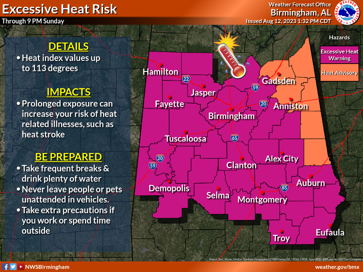 Excessive Heat Warnings Issued & Expanded; Heat Advisory Extended | The  Alabama Weather Blog - Mobile