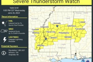 Severe Thunderstorm Watch for West Alabama til 9 p.m.