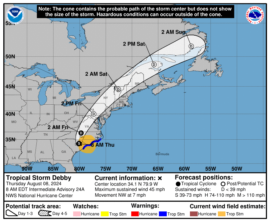 Thursday Morning Debby Update Numerous Flash Flood Warnings In The