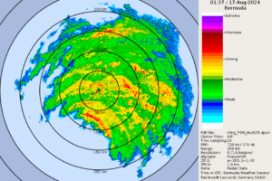 9 a.m. Notes on Ernesto: Hurricane-force winds in Bermuda