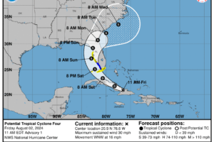 Midday Nowcast: Hot and Humid; Potential Tropical Cyclone Four