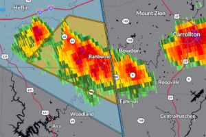 Severe Thunderstorm Warning for portions of Randolph and Cleburne counties until 4:15 p.m. CDT