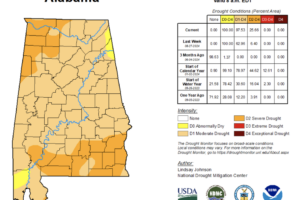 Midday Nowcast: Clouds, Rain, and Drought for Alabama