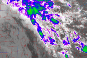 Cloud Tops Cooling in the Heavy Rain Band, Rainfall Increasing