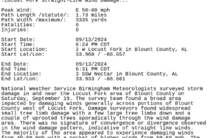 Friday Evening Storms: Straight-Line Wind Damage Confirmed near the Locust Fork area