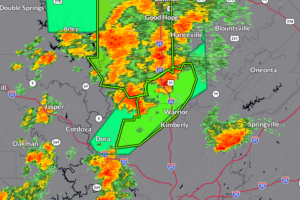 Flash Flood Warning for portions of Blount and Jefferson Counties until 830pm CDT. Between 2 and 3.5 inches of rain has fallen.