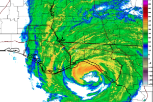 Eyewall Starting to Move Ashore Along the Big Bend of Florida