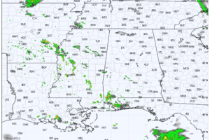 A Few Showers Over West and South Alabama; Mostly Dry Elsewhere This Week