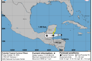 PTC 15 Has Formed…Will become Tropical Storm Nadine Before Moving Inland Tomorrow