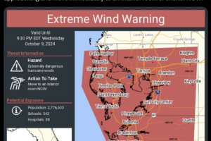 EXTREME WIND WARNING Issued for Tampa, FL and Surrounding Areas