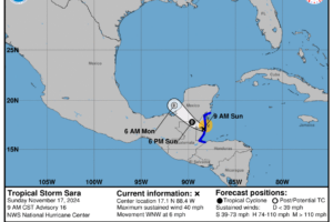 Tropical Storm Sara Moves Inland…Moisture Could Enhance Rainfall Along Gulf Coast This Week