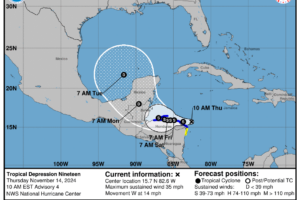 Tropical Depression 19 Update: More Strengthening Expected Today as System Nears Central America