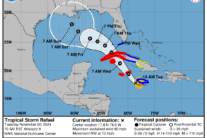 Tropical Storm Rafael Update: Winds Up to 60MPH; System is Starting to Organize Itself