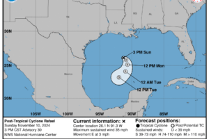 Rafael Weakens to a Remnant Area of Low Pressure