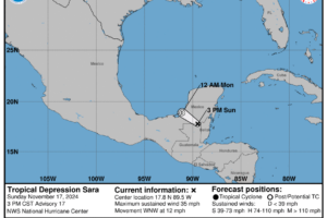 Tropics Update: Sara Now a Depression; Significant Flooding Occurring in Central America