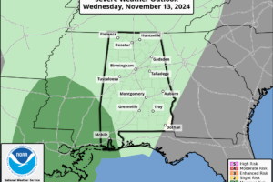 Rain For Alabama Over The Next 36 Hours; Very Nice Weekend Ahead