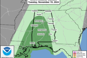 Rain And A Few Thunderstorms For Alabama Tomorrow