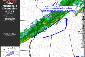 Strong Thunderstorms Over TN Expected to Dissipate as They Reach Alabama