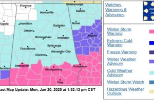 New Cold Weather Advisory Issued For Central And Northeast Alabama Tonight