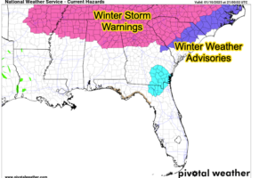 Winter Storm Warnings Extended Until Midnight for North Central Alabama