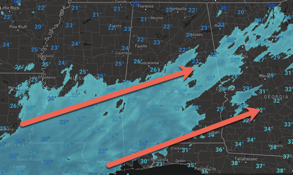 Mid-Morning Update: Snow Moving Into Alabama As A Winter Storm Is Now ...