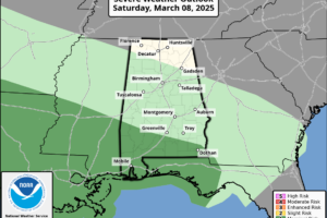 Rain Over The Weekend At Times; Some Thunder For South Alabama